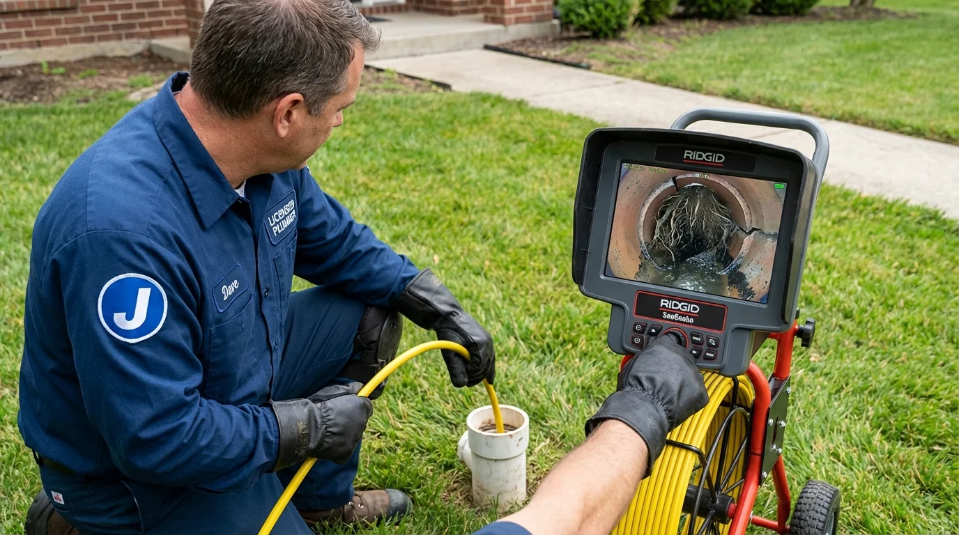 Sewer camera inspection being performed by Johns Plumbing LLC in Shelton