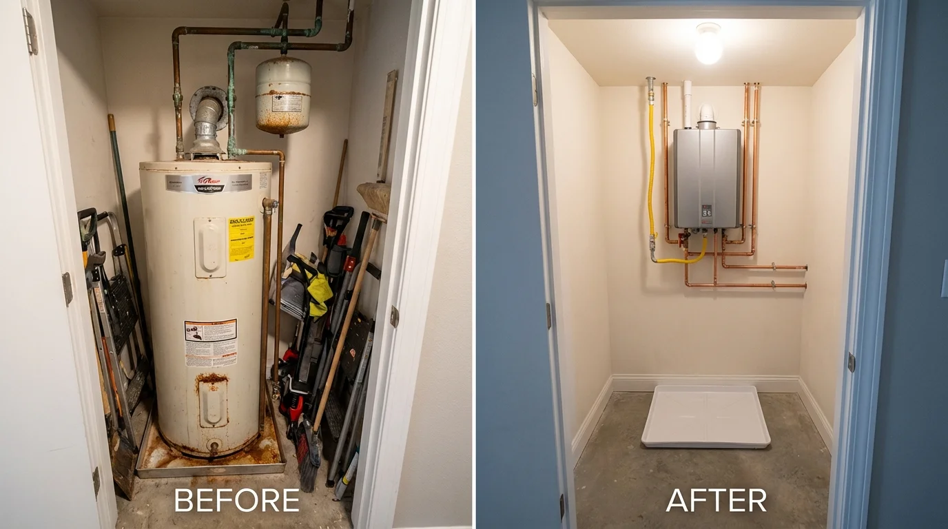 Tank water heater versus wall-mounted tankless unit comparison for Shelton, CT homeowners