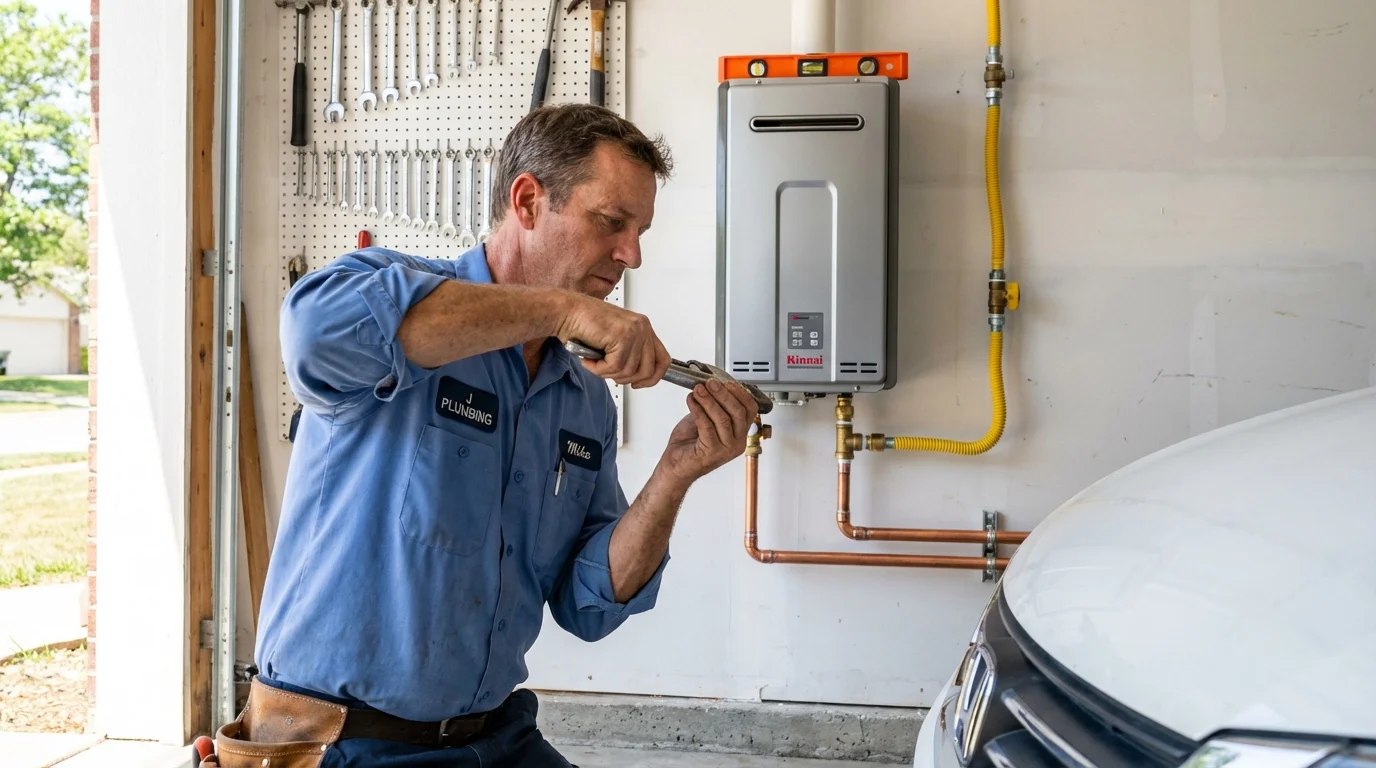 Tankless water heater installation by a Johns Plumbing LLC plumber in Shelton